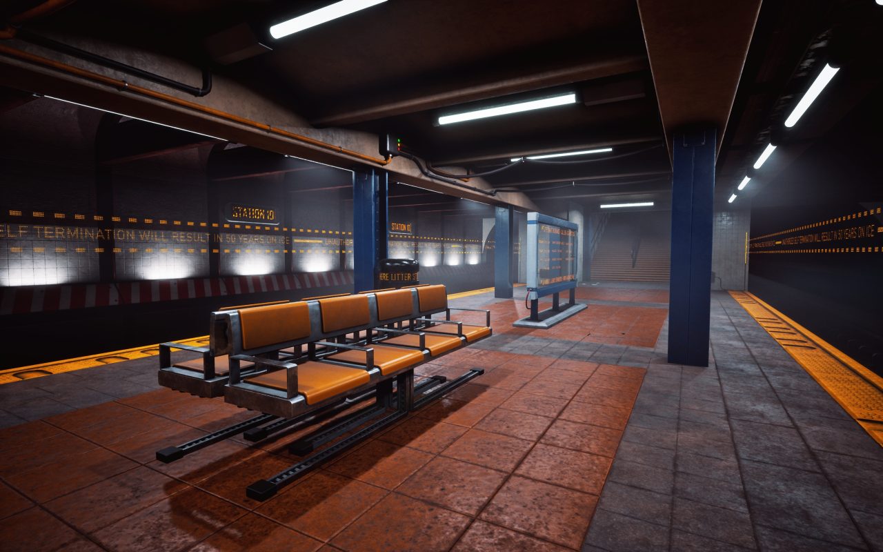 UCLan Degree Show artwork submission by Kain Hunter named Dystopian Subway Station - 3D Envrionment