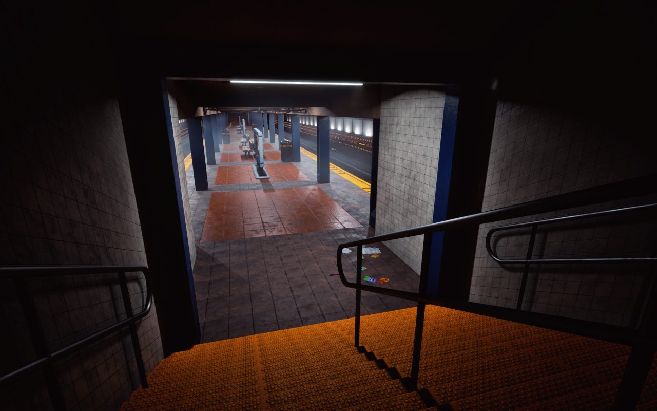 UCLan Degree Show artwork submission by Kain Hunter named Dystopian Subway Station - 3D Envrionment