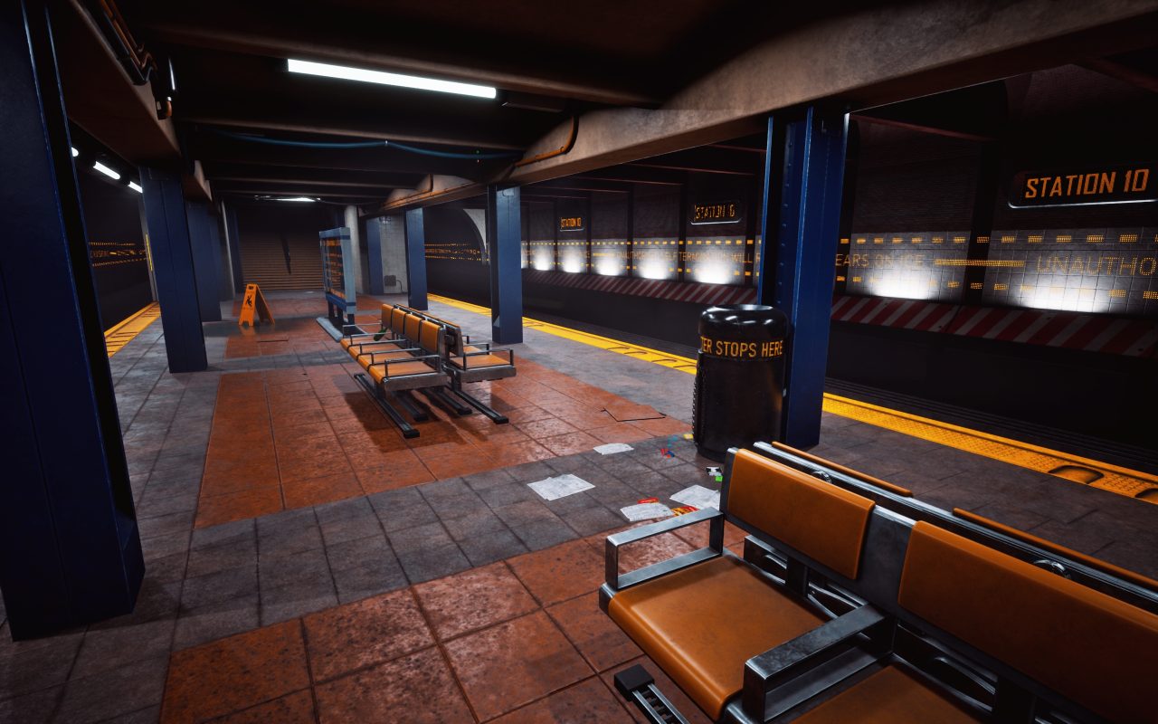 UCLan Degree Show artwork submission by Kain Hunter named Dystopian Subway Station - 3D Envrionment