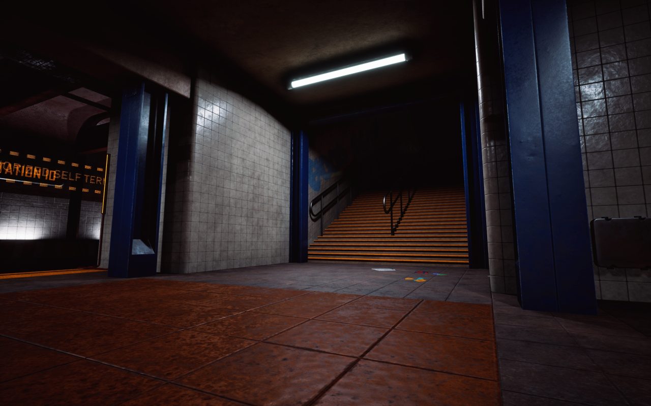 UCLan Degree Show artwork submission by Kain Hunter named Dystopian Subway Station - 3D Envrionment