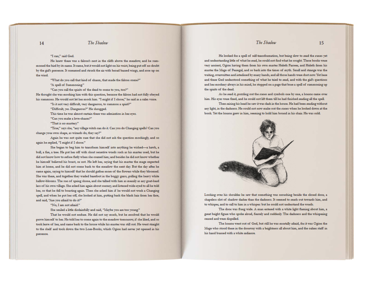UCLan Degree Show artwork submission by Lucas Keaton Stanley named Re-illustrated edition of 'The Wizard Of Earthsea.'